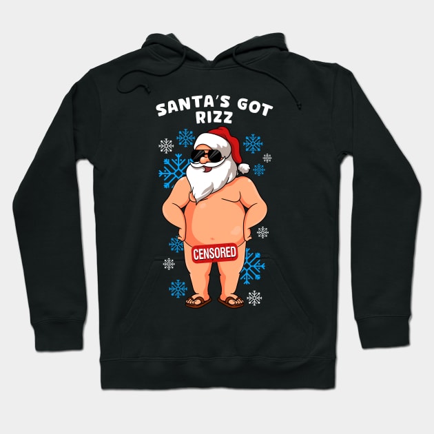 Inappropriate Naughty Santa Rizz Men Women Ugly Christmas Hoodie by KsuAnn